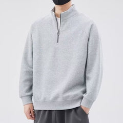 Advbridge Half zipper hoodie men autumn and winter new trend pure color simple loose casual stand collar top coat