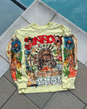 Advbridge Gothic Punk Style Printed Graphic T-shirt American Retro Oversized Long-sleeved Men Y2K Harajuku Street Hip-hop Casual Loose Top