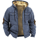 Advbridge Winter Warm Hoodie Men Brown Lining Plush Thickened Jacket Multi Pocket Zipper Cardigan hooded Coat Loose Oversize Outerwear