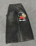 Advbridge Y2K Harajuku Retro Washed Baggy Jeans Street Hip-hop Anime Printed Wide Pattern Straight Pants Men Trendy Brand Casual Trousers