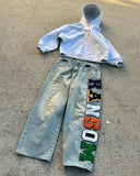 Advbridge Y2K Harajuku Colorful Letter Print Washed Baggy Jeans American Retro Straight Casual Pants High Street Loose Versatile Trousers