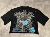 Advbridge New High Street Retro Rock Skull Print Oversized T-shirt Harajuku Gothic Punk Style Graphic Top Men Y2K Trendy Brand Streetwear