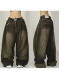 Advbridge American Harajuku Retro Washed Black Baggy Jeans Men And Women Y2K Street Fashion Leisure Gothic High Waisted Wide Leg Trousers
