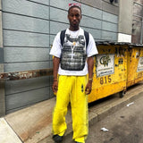 Advbridge Hip-hop Trendy Streetwear High Street Harajuku Retro Combat Vest Printed Oversized T-shirt Gothic Dark Pure Cotton Casual Top