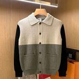 Advbridge Patchwork Knitted Cardigan Sweater Autumn Winter Men's Matching Color Casual Loose Knitwear Fashion Sweaters Warm Coat Versatile
