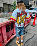 Advbridge Y2K Harajuku Retro Striped Short-sleeved Street Hip-hop Punk Style Printed Oversized T-shirt Men Trendy Brand Casual Cotton Top