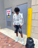 Advbridge Gothic Punk Style Graphic Print Long-sleeved Y2K Harajuku Street Trend Oversized T-shirt Men American Retro Casual Cotton Top