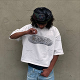 Advbridge Hip-hop Street Fashion Brand Clothing American Retro Classic Sneakers Printed Oversized T-shirt High Street Casual Cotton Tops