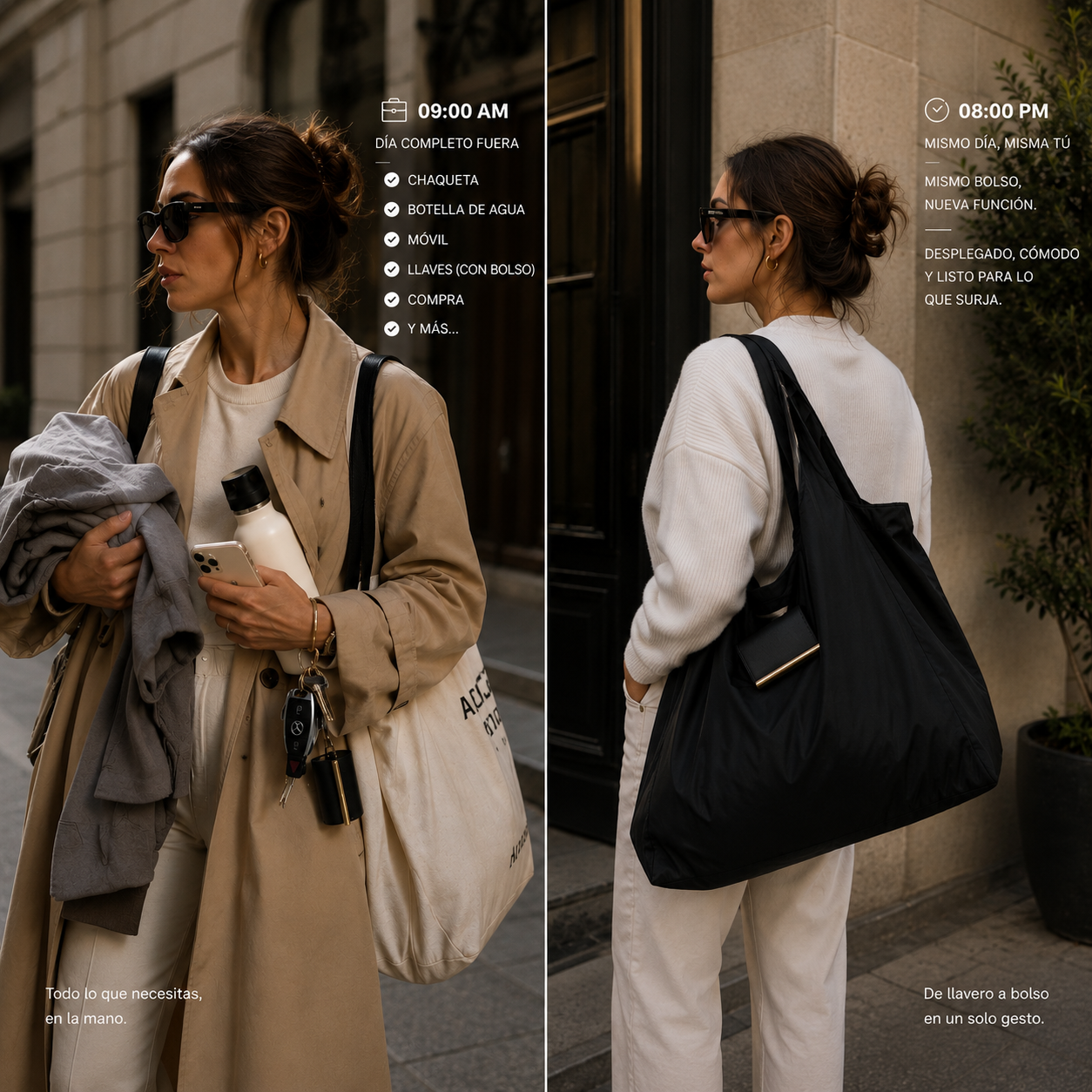 2-in-1 Vegan Leather Keychain & Foldable Tote Bag