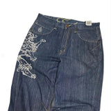 Advbridge 90s Streetwear Streetwear New Oversized Geometric Print Washed Pocket Straight High-waisted Jeans Female Y2K Fashion Harajuku Lazy Wide Pants 1017