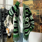 Advbridge Ethnic Style Knitted Cardigan Men Loose Lazy Tassel Sweater Shawl Autumn Winter Hip Hop Couple Knitting Top Coat Streetwear