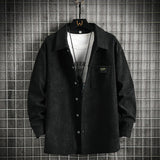 Advbridge Spring Autumn Men's corduroy shirt Safari Style Long Sleeve Lapel jacket top Casual Loose High Quality Shirts Mens Clothing