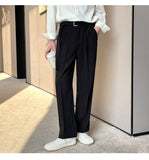 Advbridge Men's straight casual dress pants, Korean style, loose, Brown black dress pants