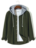 Advbridge Spring Autumn Patchwork Thick Hooded Shirt Men Waffle Long sleeved Hoodie Fashion Casual Loose Sweatshirt Tops Oversized Shirts