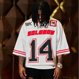 Advbridge 2024 New Men's Loose V-neck Sports T-shirt Y2K Hip Hop Street Print Short Sleeve Men