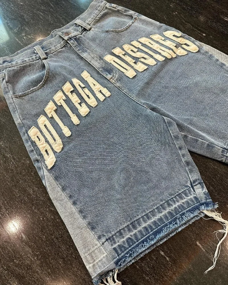 Advbridge 90s Streetwear American New Letter Embroidery Wash Jeans Shorts Y2K Street Fashion Harajuku Vintage Oversized Jeans Male Gothic Punk Shorts