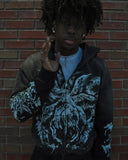 Advbridge American Devil Cartoon Letter Print Oversized Hoodie Men's Y2K Streetwear Retro Loose Casual Versatile Zipper Sweatshirt Women's