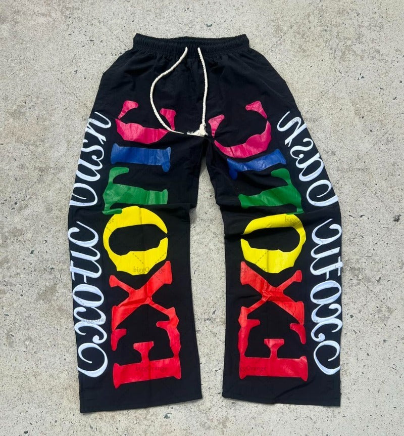 Advbridge Punk Style Letter Print Loose Casual Pants Harajuku Retro Colorful Oversized Sweatpants Hip-hop Trend Streetwear Men Joggers