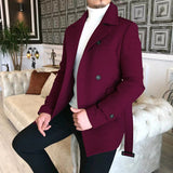 Advbridge Chic Men Woven Lapel Double Row Button Trench Long Sleeve Blazer Jackets Spring Autumn New Slim Business High Quality Suit Coats