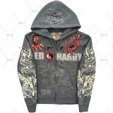 Advbridge Y2K Hoodies Joker Casual Versatile Harajuku Style Zipper Sweatshirt Men Gothic Rock Skull Bones Oversized Hoodie Men Streetwear