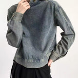 Advbridge Vintage Distressed Men's Denim Sweatshirt Release High Collar Luxury Design Tops Pullover Autumn  Winter Harajuku Unisex Hoodie