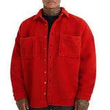 Advbridge New Autumn Winter Men's Loose Plush Jacket Solid Long Sleeve Lapel Button Cardigan Coat Fashion Casual Warm Outerwear Jackets