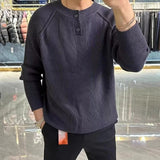Advbridge Men's patchwork solid color sweater Winter fashion trend slim and simple with Henry collar knit long-sleeved base
