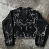 Advbridge Y2K Harajuku Long Sleeve Sweater Sweatshirt vintage Stripe Embroidery Savage Color tops High Street Men Women Slim Fit Pullovers