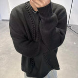 Advbridge Vintage Overweight Pounds Mens Cardigan Sweater Luxury Design Jacquard Weave Hand Knitted Tops Autumn Winter Wool Knitwear Coat