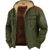 Advbridge Winter Warm Hoodie Men Brown Lining Plush Thickened Jacket Multi Pocket Zipper Cardigan hooded Coat Loose Oversize Outerwear