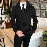 Advbridge Chic Men Woven Lapel Double Row Button Trench Long Sleeve Blazer Jackets Spring Autumn New Slim Business High Quality Suit Coats