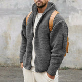 Advbridge New Men's Hooded Jacket Autumn Winter Solid Polar Fleece Warm Long Sleeve Casual Loose Coat  Fashion Hoodies Outerwear For Men
