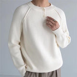 Advbridge Men's patchwork solid color sweater Winter fashion trend slim and simple with Henry collar knit long-sleeved base