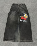 Advbridge 2024 American Retro Striped Washed Baggy Jeans Women Y2K Harajuku Street Hip Hop Anime Print Trend Straight Wide Leg Pants Men