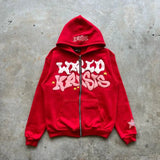 Advbridge Men and Women Zippered Pink Foam Hooded, Harajuku Casual Clothing, European and American Classic, Loose, Y2K, 2024