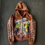 Advbridge Y2k Pullover Long Sleeved Hoodie With Zippered Clothing Vintage Street Rap Trend Dressing High Street Dark Winter Tops 2024