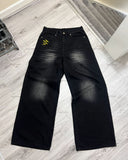 Advbridge American Style Baggy Oversized Jeans Y2K Harajuku Retro Hip-hop Streetwear Gothic Bat Pattern Casual Straight Wide-leg Pants Men