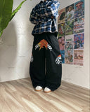 Advbridge Hip-hop Harajuku Retro Trendy Oversized Striped Sweatpants Men Punk Style Letter Baggy Straight Casual Pants Y2K Streetwear