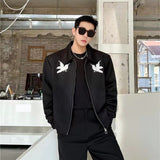 Advbridge American Trend Jacket For Men Bird Embroidery jacquard Y2K Tops Coat 2024 Fall Fashion Loose Lapel Jackets Outerwear Streetwear
