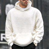 Advbridge Flannel Hoodie Men Winter Lamb Fur Solid Color Hooded Pullover INS Style Fashion Loose Warm Tops Sweatshirt Youth Streetwear