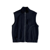 Advbridge Oversized Men's Vest Double zipper Stand Collar Sleeveless Tank Tops Coat American INS Trendy High Street Loose Casual Waistcoat