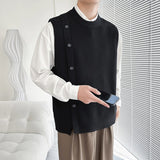 Advbridge Asymmetric Design Men's knitted Vest Spring and Autumn Sleeveless O-neck Sweater Coat Korean Fashion Tank Tops Male Waistcoat