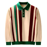 Advbridge British Style Men Knitted Cardigan Vertical Stripe Long Sleeved Button Men's Tops Spring Autumn Brand Slim Lapel Thin Sweater