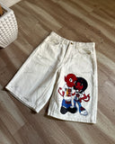 Advbridge Hip-hop Trend Brand Streetwear Five-quarter Pants Gothic Punk Anime Print Baggy Jeans Men Y2K Harajuku Fashion Casual Shorts