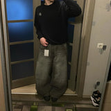 Advbridge 90s Streetwear Street Vintage New Fashion Washed Grey Baggy Jeans Women Y2K Harajuku Hip Hop Popular Casual Joker High Waist Wide Leg Pants 1017