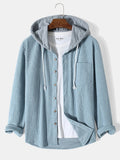 Advbridge Spring Autumn Patchwork Thick Hooded Shirt Men Waffle Long sleeved Hoodie Fashion Casual Loose Sweatshirt Tops Oversized Shirts