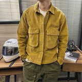 Advbridge Vintage Corduroy Men Jackets Autumn Winter Pockets Heavyweight Shirts Coats Retro Style Casual Loose Workwear Tops Outwear