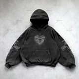 Advbridge Gothic Punk Style Y2K Harajuku Retro Hoodie Cross Hip-hop Casual Loose Oversized Sweatshirt Men American Trend Brand Streetwear
