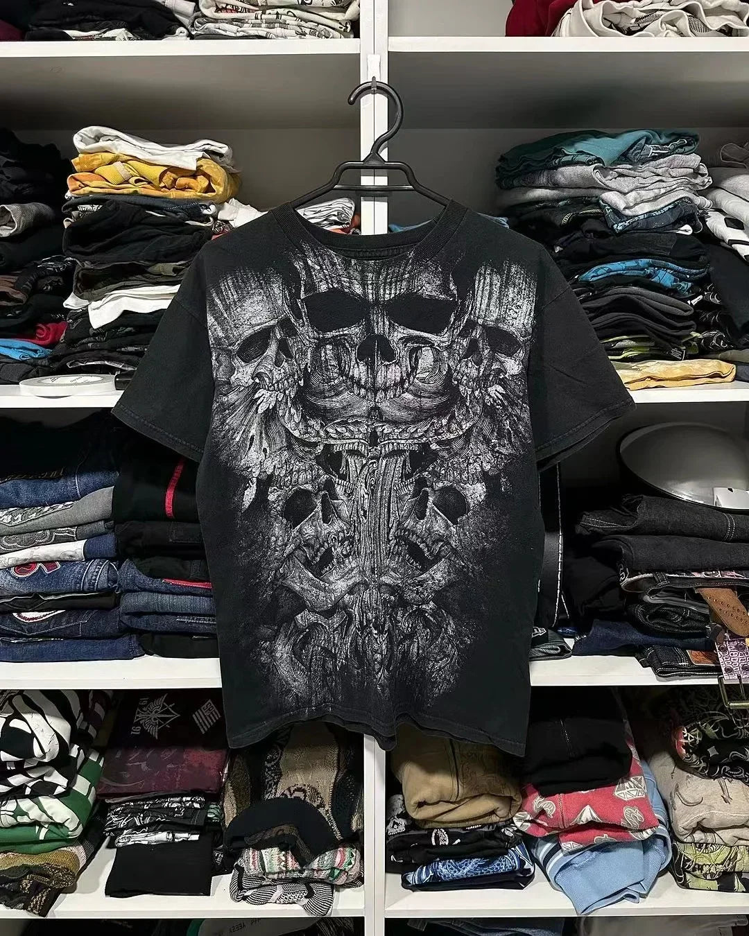 Advbridge Y2K Affliction T shirt Men Women Hip Hop skull Printed Round Neck Oversized T shirt Short Sleeved Goth Clothing Tops Streetwear