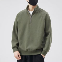 Advbridge Half zipper hoodie men autumn and winter new trend pure color simple loose casual stand collar top coat